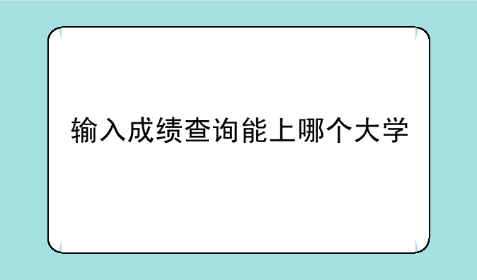 输入成绩查询能上哪个大学