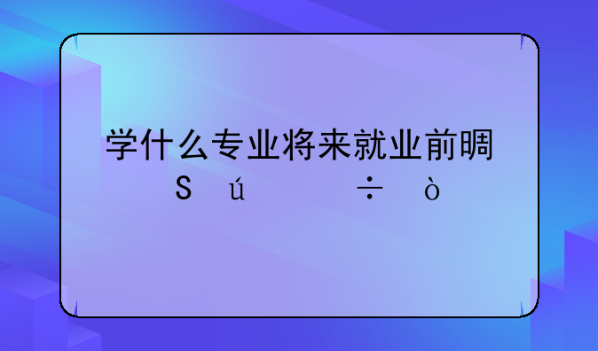 学什么专业将来就业前景比较好？